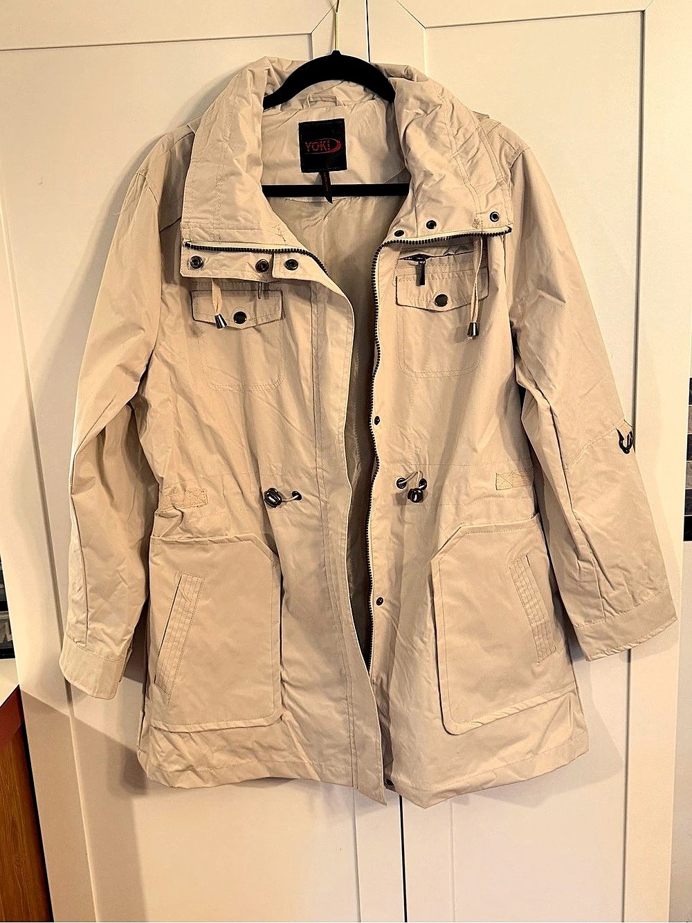 Yoki Women's Utility Jacket in Beige Size 1XL